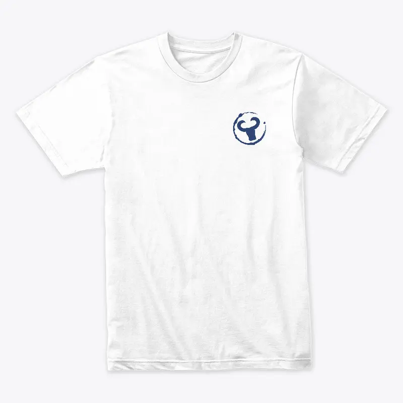 Mens White Premium Blue Logo Tee